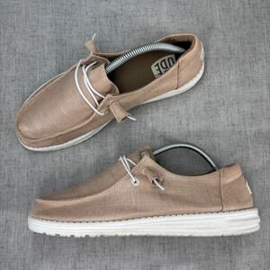 Hey Dude Wendy Shimmer Metallic Platinum Loafer‎ Pink Slip On Shoes Women US 11